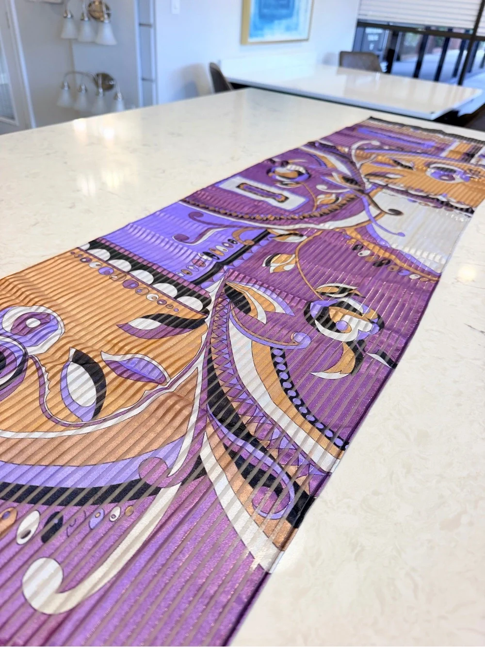 3 Piece Colorful Statement Scarf Bundle – Purple Blue Orange Geometric Paisley
